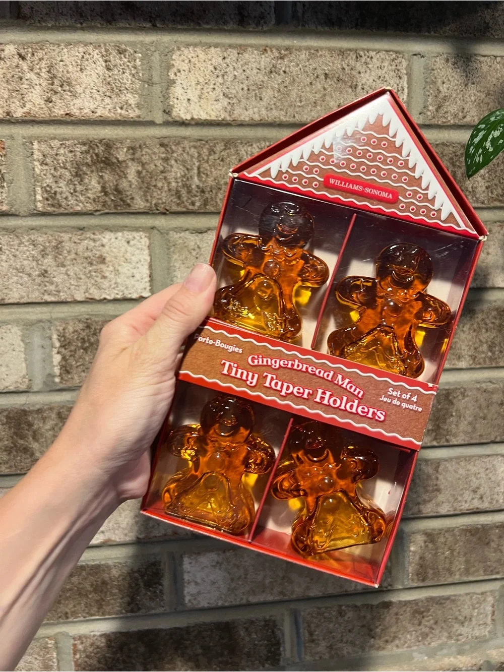 William Sonoma Gingerbread Man Tiny Taper Glass Holders